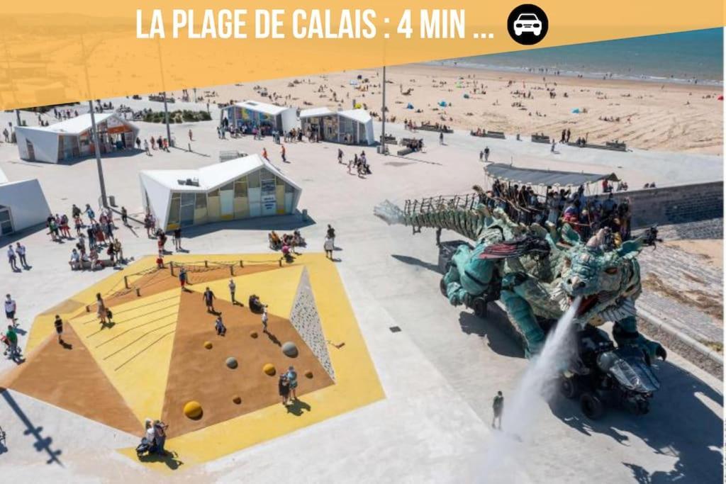 Le Clemenceau Appart-Calais Nord-Balcon-Plage Luaran gambar